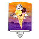 Halloween Sweets Ice Cream Skull Ceramic Night Light Compact, UL-Certified, Ideal for Bedroom, Bathroom, Nursery, Hallway, Kitchen, 6x4x3, Multicolor