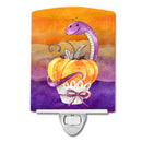 Halloween Pumpkin Snake Ceramic Night Light Compact, UL-Certified, Ideal for Bedroom, Bathroom, Nursery, Hallway, Kitchen, 6x4x3, Multicolor