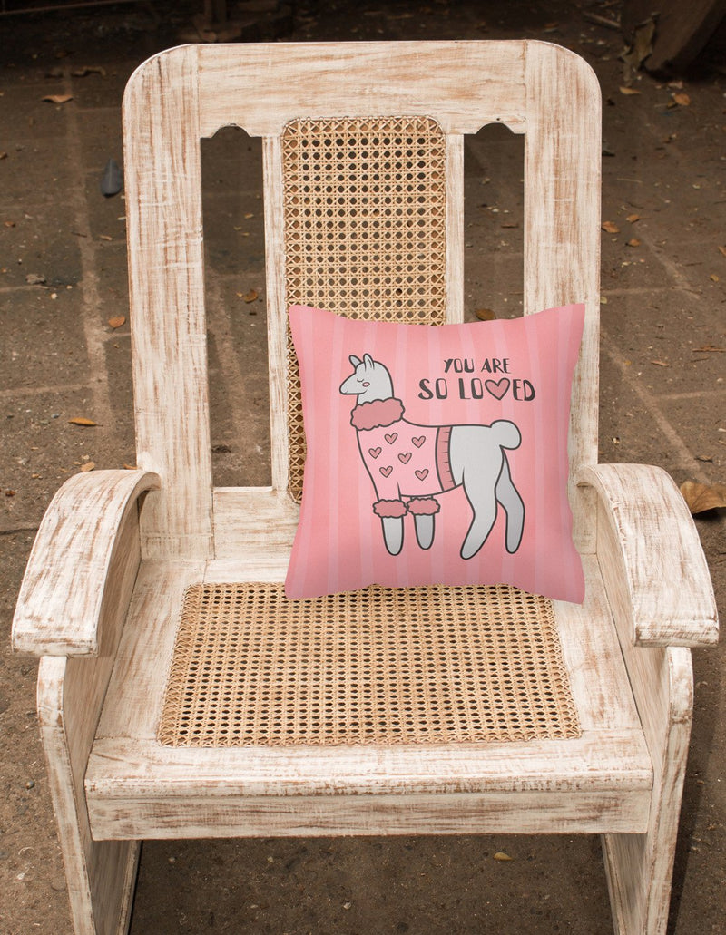 Nursery You are so Loved Llama Fabric Decorative Pillow BB7469PW1818