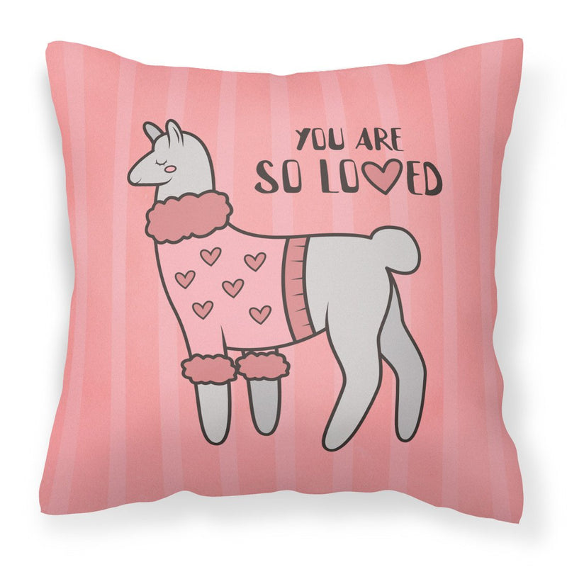 Nursery You are so Loved Llama Fabric Decorative Pillow BB7469PW1818