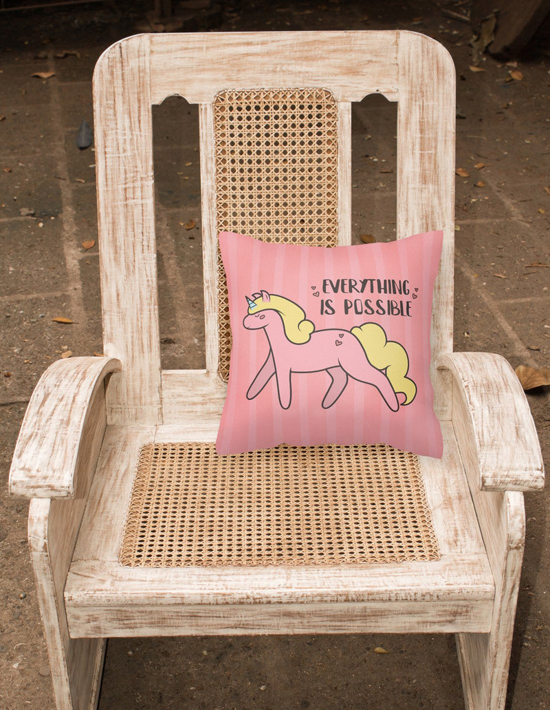 Nursery Everything is Possible Unicorn Fabric Decorative Pillow BB7479PW1818