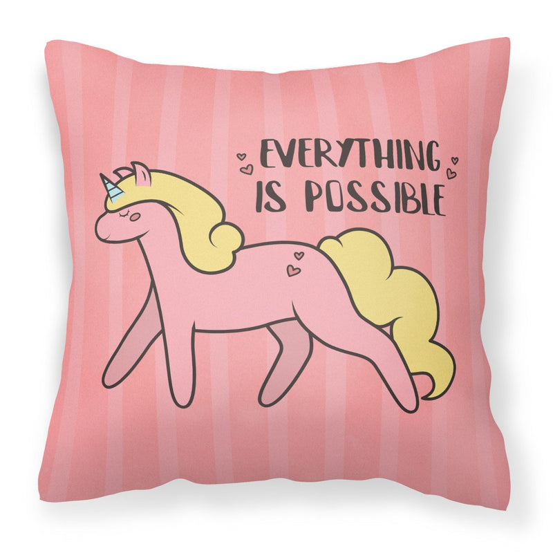 Nursery Everything is Possible Unicorn Fabric Decorative Pillow BB7479PW1818