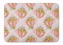 Tea Cup and Flowers Pink Memory Foam Kitchen Mat Machine Washable Anti-Fatigue Cushion Comfort Bath or Kitchen Rug