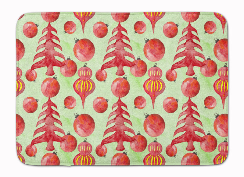 Red Christmas Tree and Ornaments Machine Washable Memory Foam Mat BB7483RUG