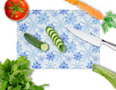 Blue Snowflakes Watercolor Glass Cutting Boards – Durable, Decorative Kitchen Art Large BB7484LCB