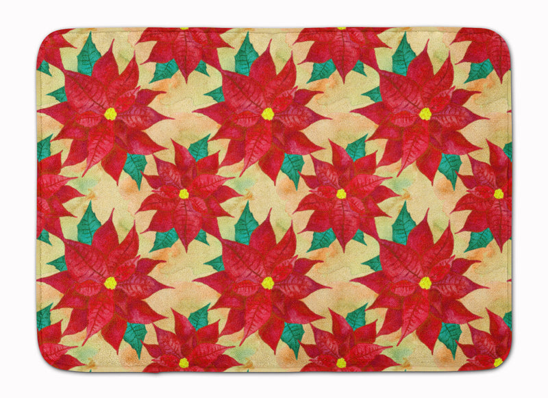 Poinsetta Christmas Machine Washable Memory Foam Mat BB7485RUG