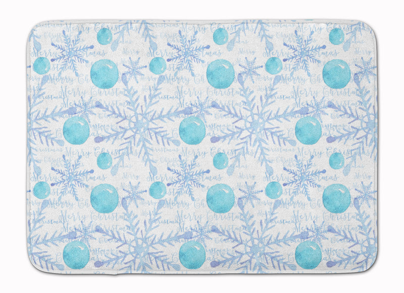 Winter Snowflakes on White Machine Washable Memory Foam Mat BB7487RUG