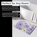 Watercolor Blue Flowers Memory Foam Kitchen Mat Machine Washable Anti-Fatigue Cushion Comfort Bath or Kitchen Rug