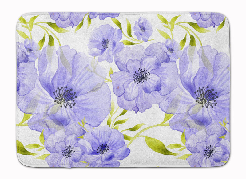 Watercolor Blue Flowers Machine Washable Memory Foam Mat BB7491RUG