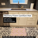 Gemoetric Circles on Pink Watercolor Memory Foam Kitchen Mat Machine Washable Anti-Fatigue Cushion Comfort Bath or Kitchen Rug