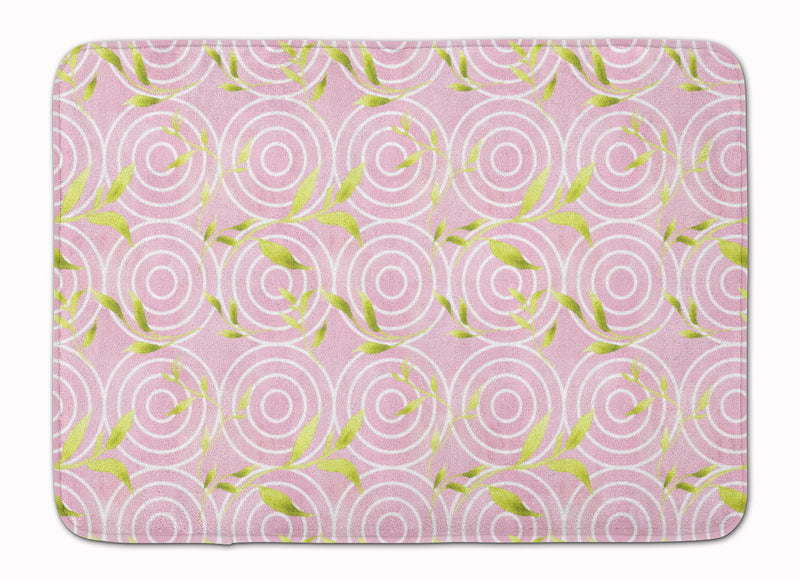 Gemoetric Circles on Pink Watercolor Machine Washable Memory Foam Mat BB7492RUG