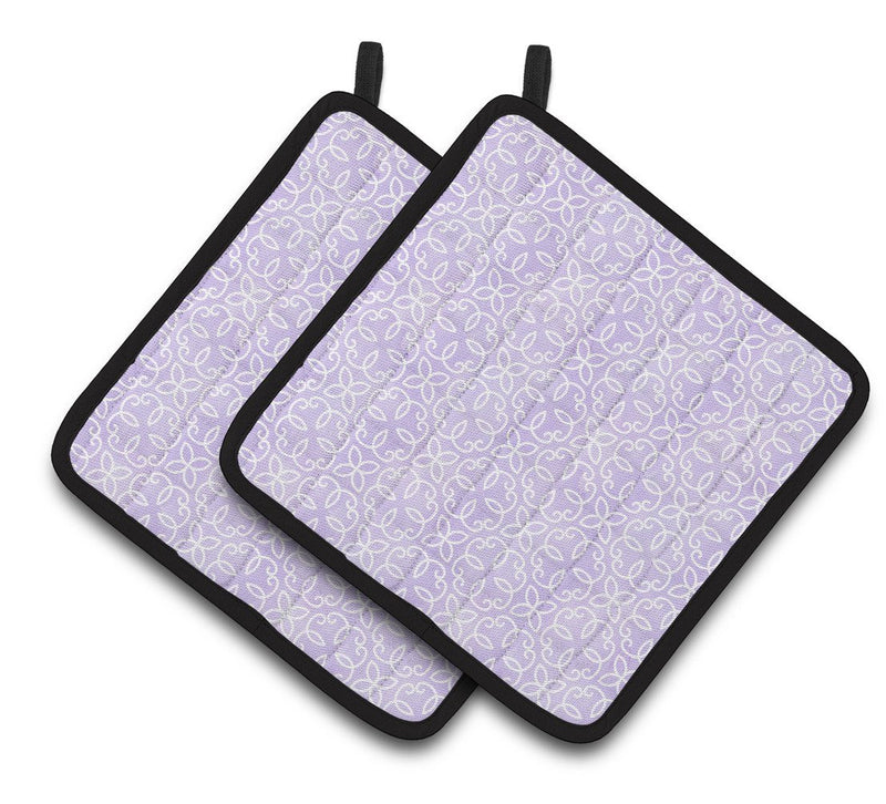 Gemoetric Circles on Purple Watercolor Pair of Pot Holders BB7494PTHD