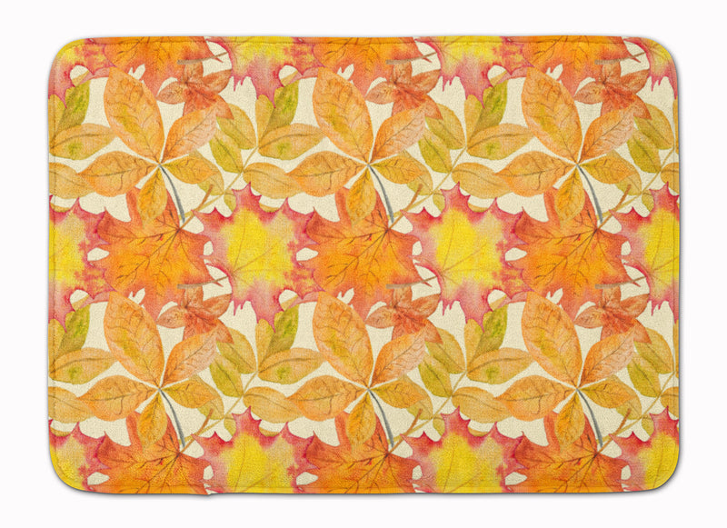 Fall Leaves Watercolor Machine Washable Memory Foam Mat BB7497RUG