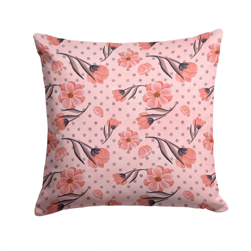 Pink Flowers and Polka Dots Fabric Decorative Pillow BB7499PW1414