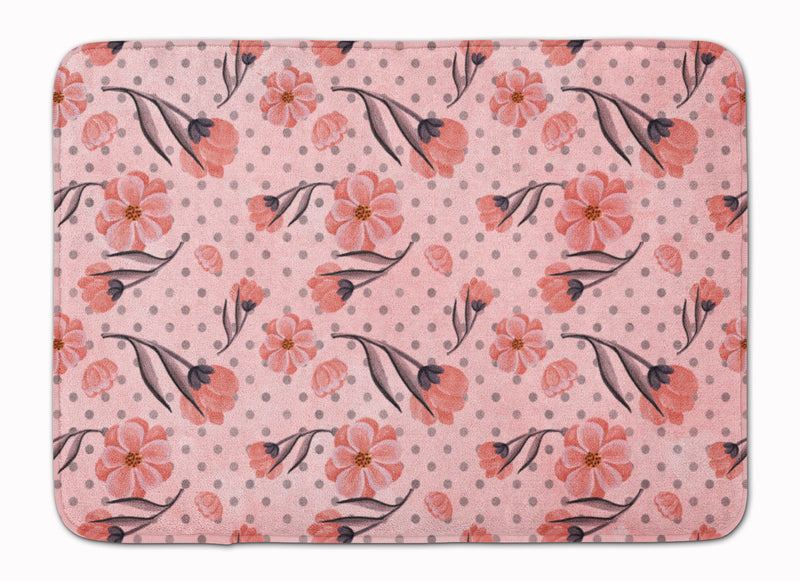 Pink Flowers and Polka Dots Machine Washable Memory Foam Mat BB7499RUG