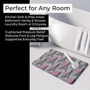 Watercolor Pink Flowers Eiffel Tower Memory Foam Kitchen Mat Machine Washable Anti-Fatigue Cushion Comfort Bath or Kitchen Rug