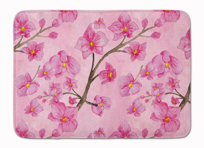 Watercolor Pink Flowers Machine Washable Memory Foam Mat BB7505RUG