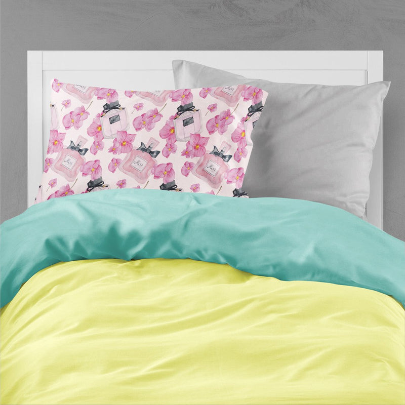 Watercolor Pink Flowers and Perfume Fabric Standard Pillowcase BB7510PILLOWCASE