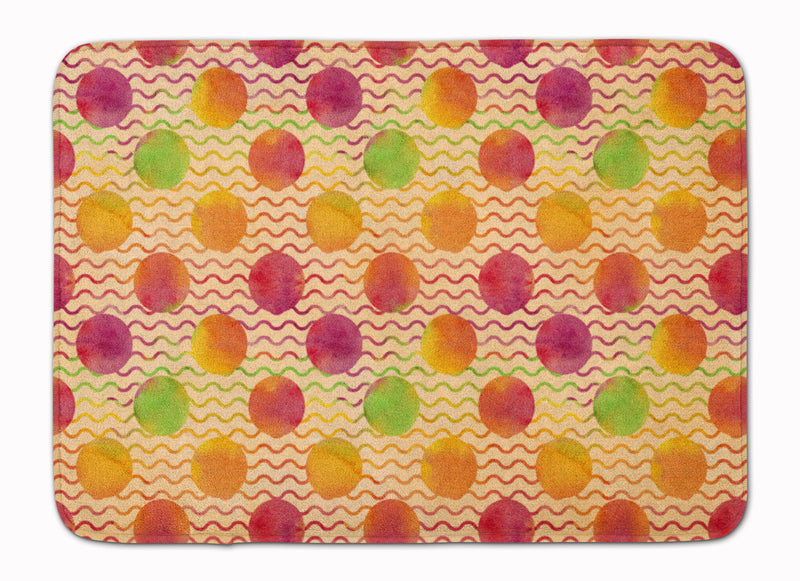 Watercolor Rainbow Dots and Sqiggles Machine Washable Memory Foam Mat BB7514RUG