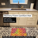 Watercolor Rainbow Geometric Circles Memory Foam Kitchen Mat Machine Washable Anti-Fatigue Cushion Comfort Bath or Kitchen Rug
