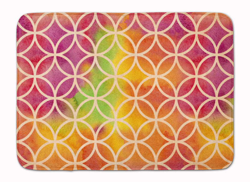 Watercolor Rainbow Geometric Circles Machine Washable Memory Foam Mat BB7515RUG