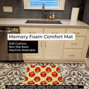 Watercolor Apples and Polkadots Memory Foam Kitchen Mat Machine Washable Anti-Fatigue Cushion Comfort Bath or Kitchen Rug
