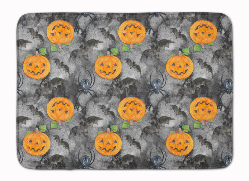 Watecolor Halloween Jack-O-Lantern Bats Machine Washable Memory Foam Mat BB7525RUG