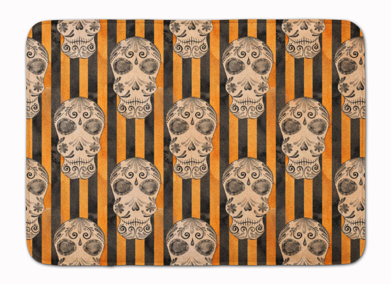 Watecolor Halloween Day of the Dead Head Machine Washable Memory Foam Mat BB7527RUG