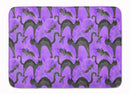 Watecolor Halloween Black Cats on Purple Machine Washable Memory Foam Mat BB7528RUG