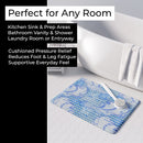 Beach Watercolor Abstract Waves Memory Foam Kitchen Mat Machine Washable Anti-Fatigue Cushion Comfort Bath or Kitchen Rug