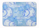Beach Watercolor Abstract Waves Memory Foam Kitchen Mat Machine Washable Anti-Fatigue Cushion Comfort Bath or Kitchen Rug