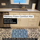Beach Watercolor Whales Memory Foam Kitchen Mat Machine Washable Anti-Fatigue Cushion Comfort Bath or Kitchen Rug