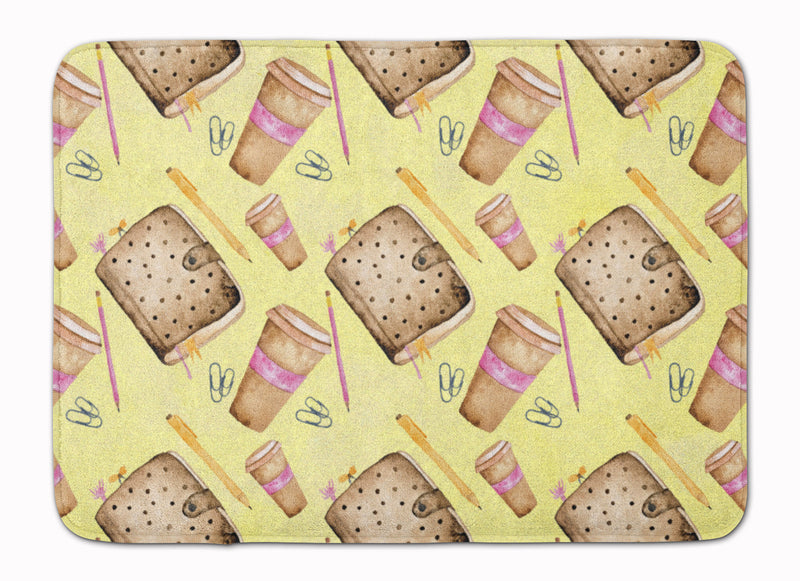 Watercolor Coffee and Journal Machine Washable Memory Foam Mat BB7537RUG