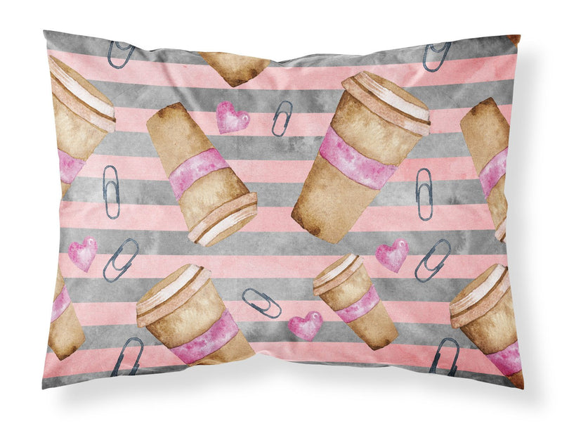 Watercolor Coffee and Paper Clips Fabric Standard Pillowcase BB7538PILLOWCASE