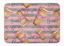 Watercolor Coffee and Paper Clips Memory Foam Kitchen Mat Machine Washable Anti-Fatigue Cushion Comfort Bath or Kitchen Rug