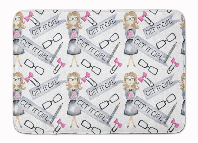 Watercolor Girl Boss Get it Girl Machine Washable Memory Foam Mat BB7542RUG