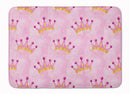 Watercolor Princess Crown on Pink Memory Foam Kitchen Mat Machine Washable Anti-Fatigue Cushion Comfort Bath or Kitchen Rug