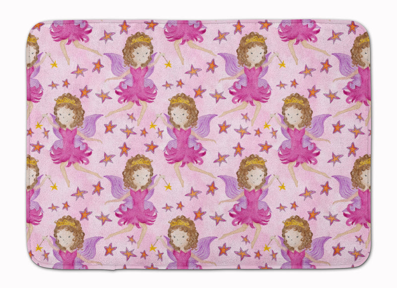 Watercolor Fairy Princess on Pink Machine Washable Memory Foam Mat BB7547RUG