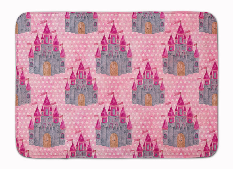 Watercolor Princess Castle Machine Washable Memory Foam Mat BB7549RUG