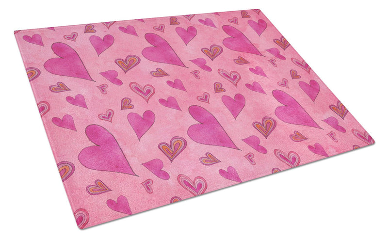 Watercolor Love and Hearts Glass Cutting Board Large BB7550LCB