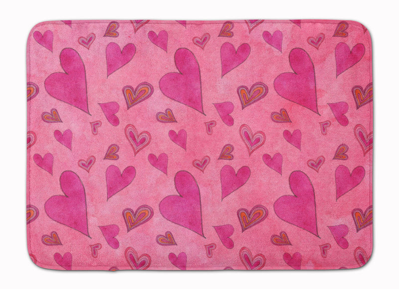 Watercolor Love and Hearts Machine Washable Memory Foam Mat BB7550RUG