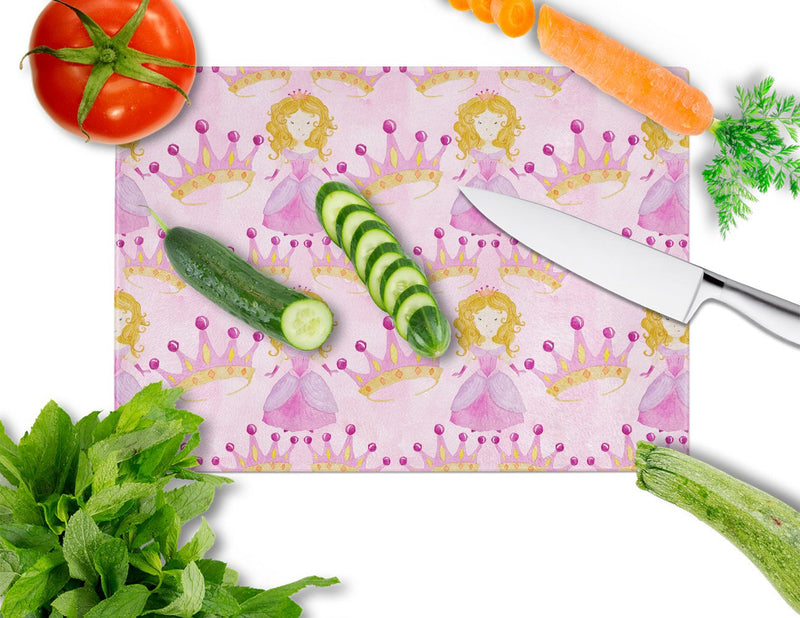 Watercolor Princess and Crown Glass Cutting Board Large BB7551LCB