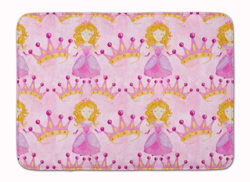 Watercolor Princess and Crown Machine Washable Memory Foam Mat BB7551RUG