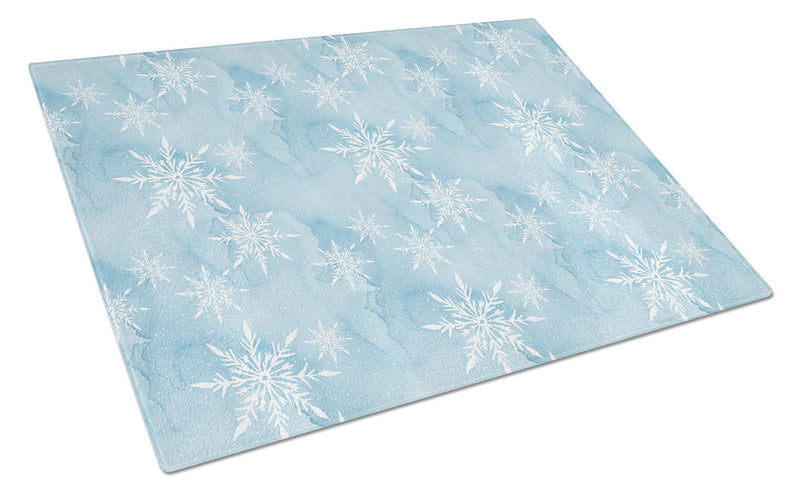 Watercolor Snowflake on Light Blue Glass Cutting Board Large BB7552LCB