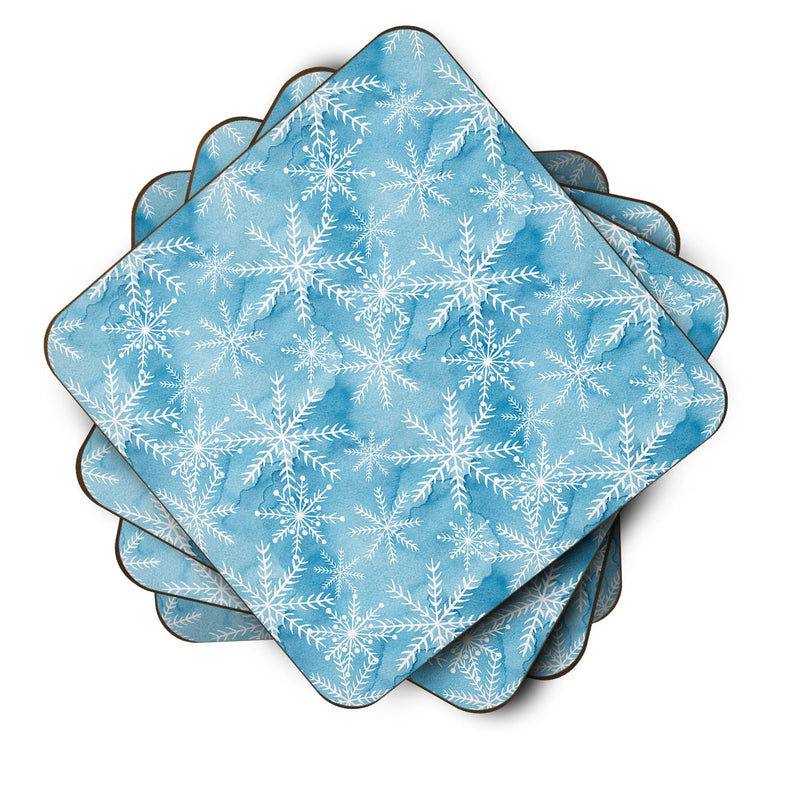 Watercolor Snowflake on Blue Foam Coaster Set of 4 BB7553FC