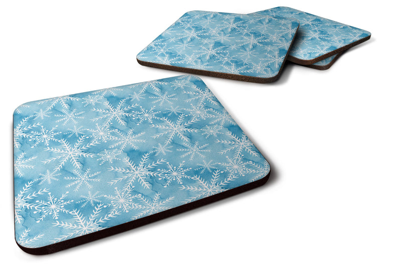 Watercolor Snowflake on Blue Foam Coaster Set of 4 BB7553FC