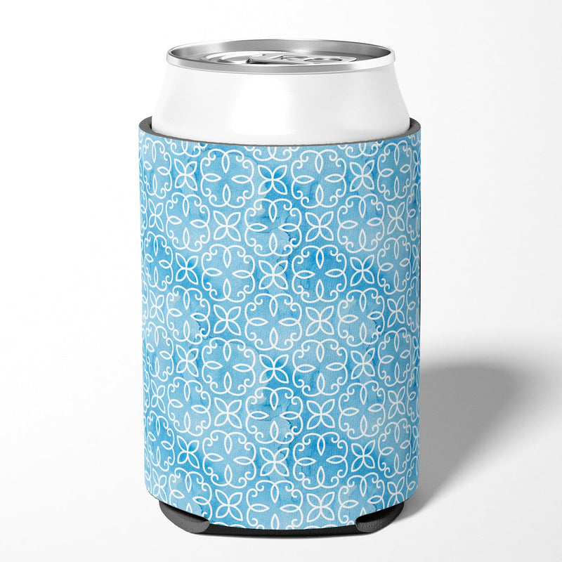 Watercolor Geometric Cirlce on Blue Can or Bottle Hugger BB7555CC