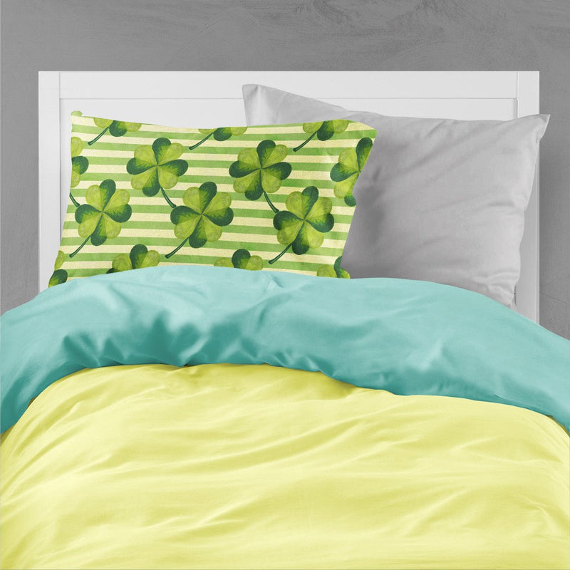 Watercolor Shamrock Stripes Fabric Standard Pillowcase BB7557PILLOWCASE