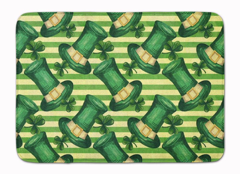 Watercolor St Patrick's Day Leprechan Hat Machine Washable Memory Foam Mat BB7558RUG