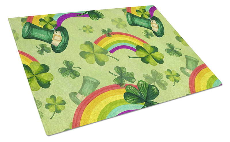 Watercolor St Patrick's Day Lucky Leprechan Glass Cutting Board Large BB7560LCB